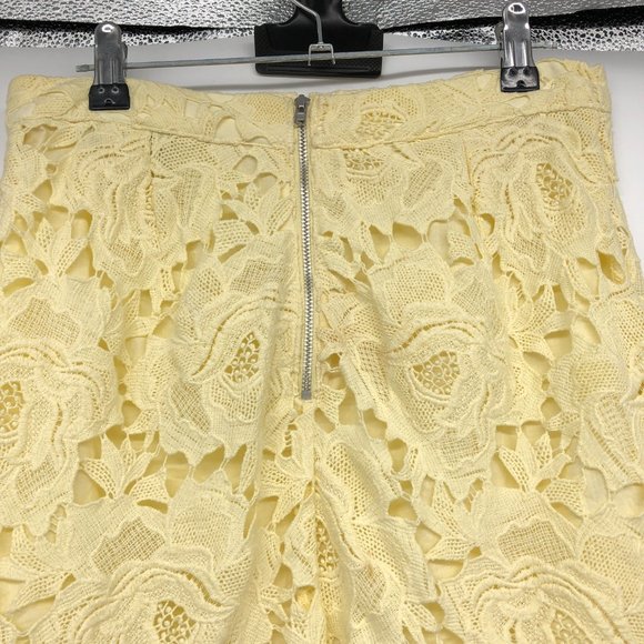 Topshop Pale Yellow Floral Lace Skirt Knee Length size 6 - Picture 11 of 16